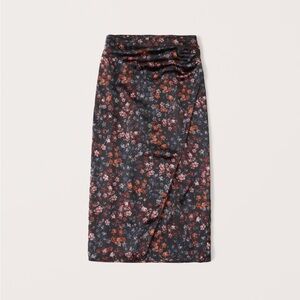 Abercrombie Satin High-Slit Midi Skirt